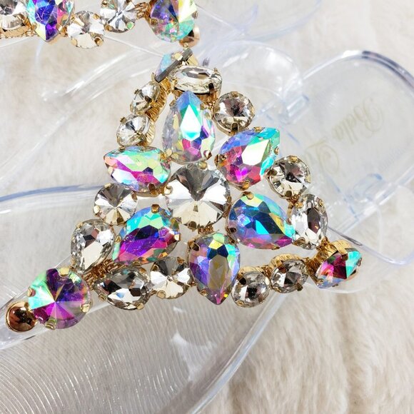 Very Cool Rhinestone Jelly Summer Sandals Crystal Clear - Picture 10 of 10